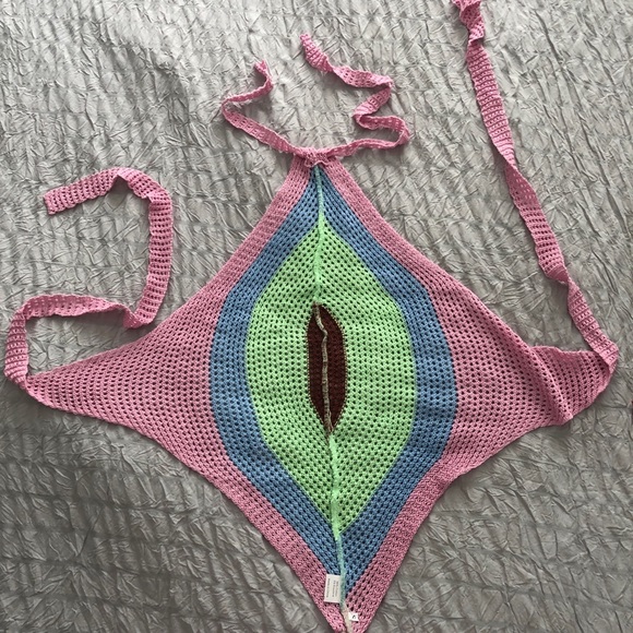 Multicoloured Crochet Halter Top - Picture 3 of 4